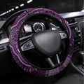 Purple African Dashiki With Australia Aboriginal Art Steering Wheel Cover