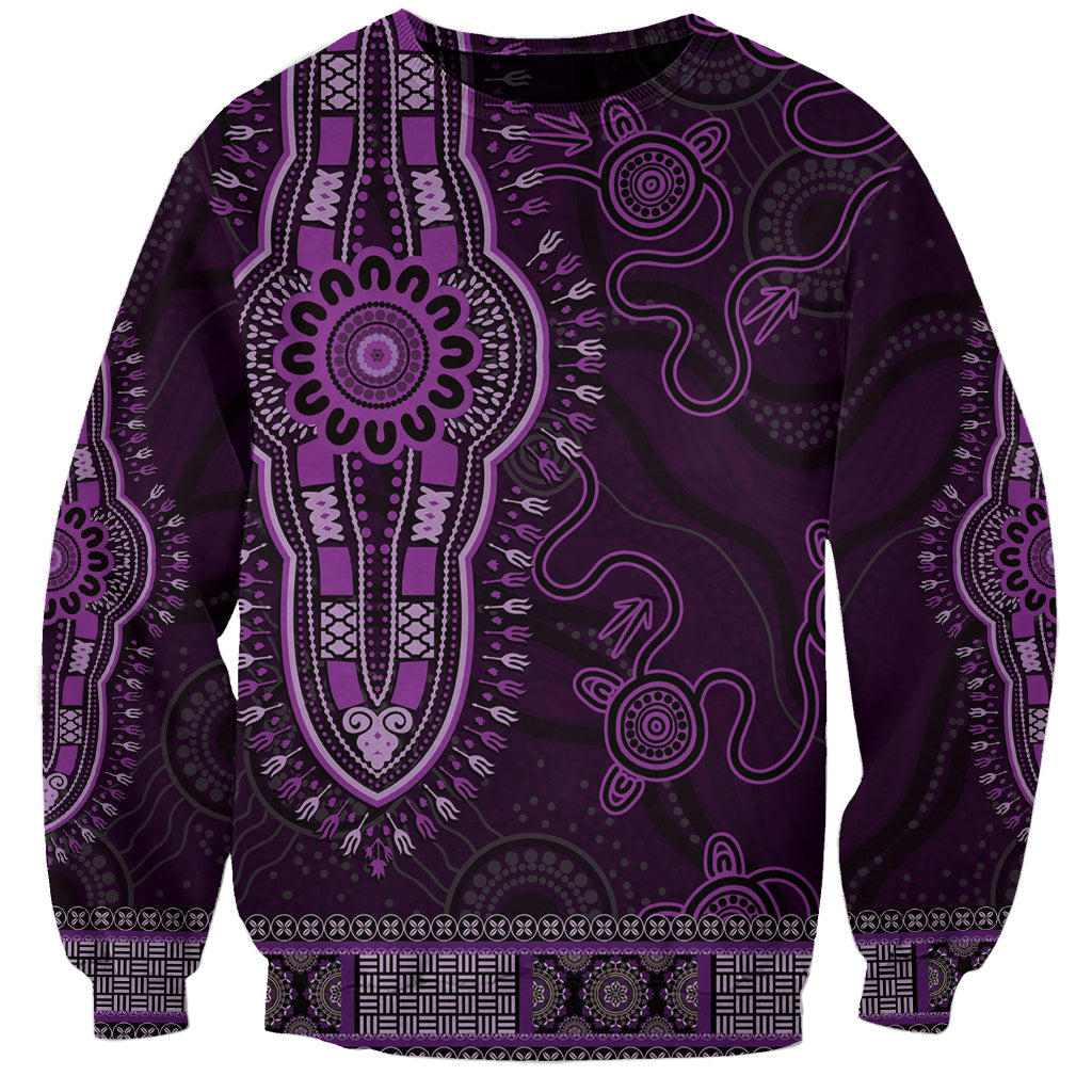 Purple African Dashiki With Australia Aboriginal Art Sweatshirt