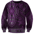 Purple African Dashiki With Australia Aboriginal Art Sweatshirt