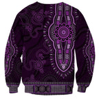 Purple African Dashiki With Australia Aboriginal Art Sweatshirt