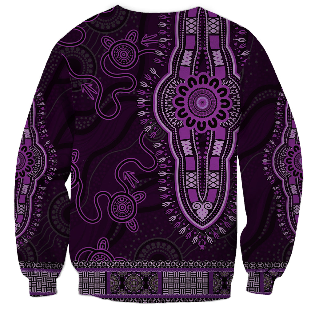 Purple African Dashiki With Australia Aboriginal Art Sweatshirt