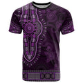 Purple African Dashiki With Australia Aboriginal Art T Shirt