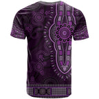 Purple African Dashiki With Australia Aboriginal Art T Shirt
