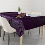 Purple African Dashiki With Australia Aboriginal Art Tablecloth