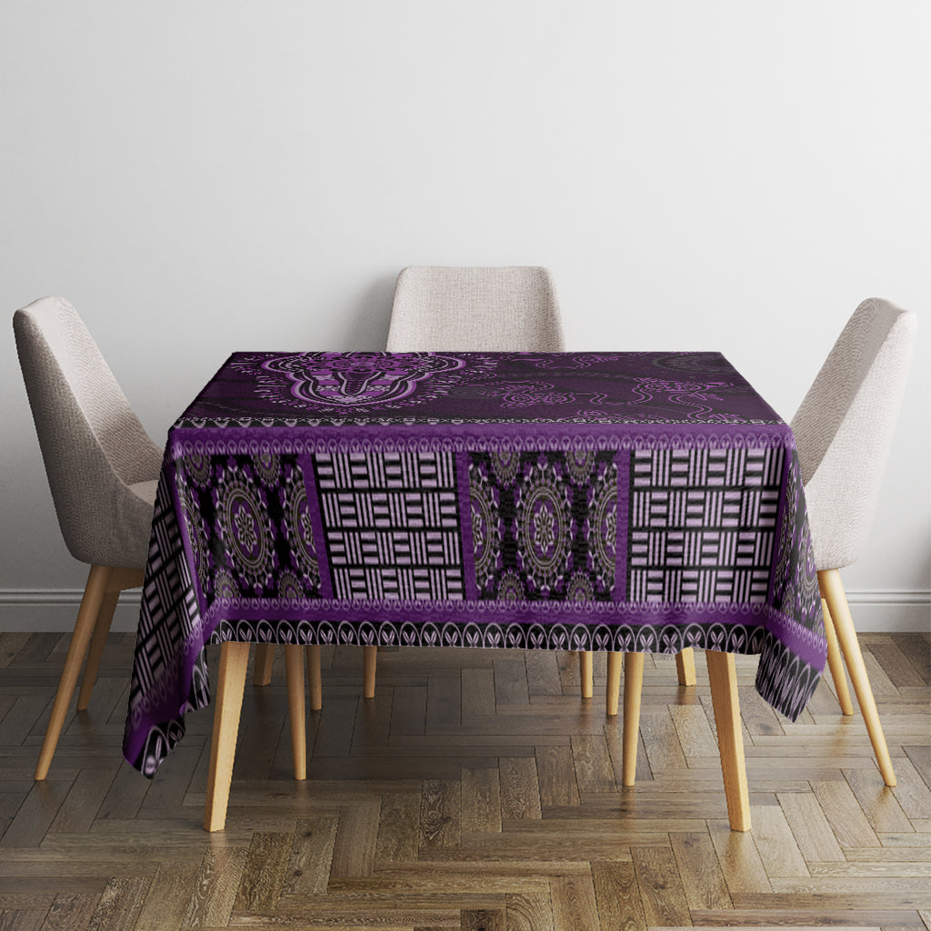 Purple African Dashiki With Australia Aboriginal Art Tablecloth