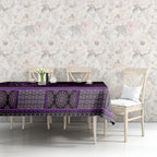 Purple African Dashiki With Australia Aboriginal Art Tablecloth