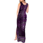 Purple African Dashiki With Australia Aboriginal Art Tank Maxi Dress