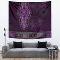 Purple African Dashiki With Australia Aboriginal Art Tapestry