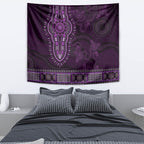 Purple African Dashiki With Australia Aboriginal Art Tapestry