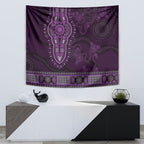 Purple African Dashiki With Australia Aboriginal Art Tapestry