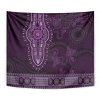 Purple African Dashiki With Australia Aboriginal Art Tapestry