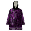 Purple African Dashiki With Australia Aboriginal Art Wearable Blanket Hoodie