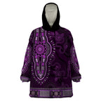 Purple African Dashiki With Australia Aboriginal Art Wearable Blanket Hoodie