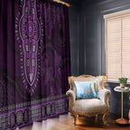 Purple African Dashiki With Australia Aboriginal Art Window Curtain