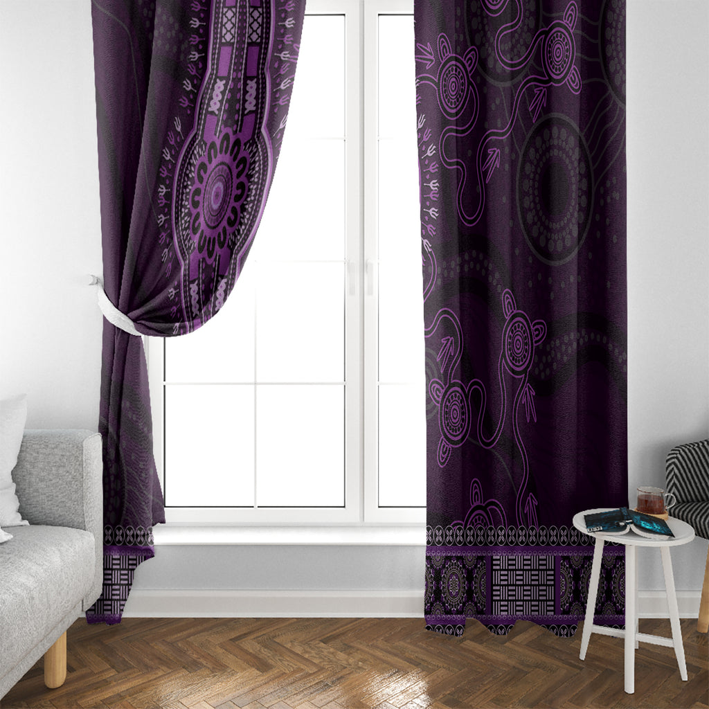 Purple African Dashiki With Australia Aboriginal Art Window Curtain