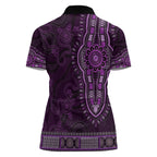 Purple African Dashiki With Australia Aboriginal Art Women Polo Shirt