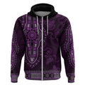Purple African Dashiki With Australia Aboriginal Art Zip Hoodie