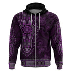 Purple African Dashiki With Australia Aboriginal Art Zip Hoodie