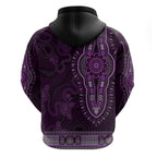 Purple African Dashiki With Australia Aboriginal Art Zip Hoodie