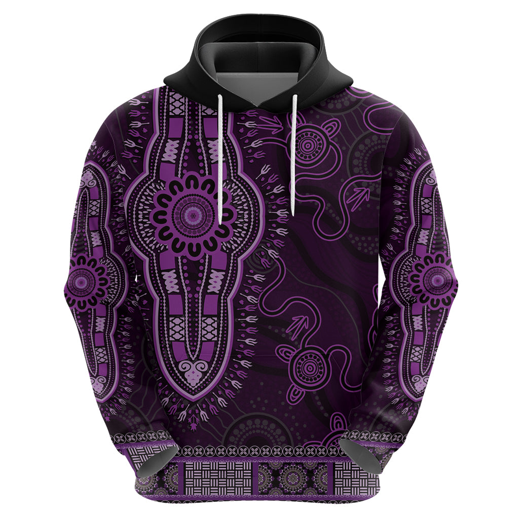 Purple African Dashiki With Australia Aboriginal Art Zip Hoodie