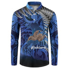 New Zealand Stewart Island Button Sweatshirt Rakiura Kiwi Maori Glowing Sky
