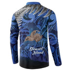 New Zealand Stewart Island Button Sweatshirt Rakiura Kiwi Maori Glowing Sky