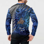 New Zealand Stewart Island Button Sweatshirt Rakiura Kiwi Maori Glowing Sky