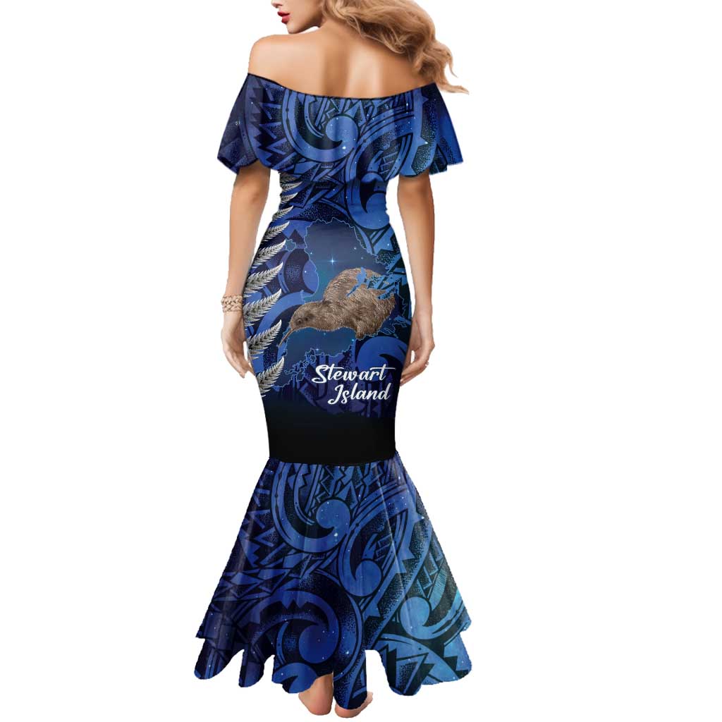 New Zealand Stewart Island Family Matching Mermaid Dress and Hawaiian Shirt Rakiura Kiwi Maori Glowing Sky
