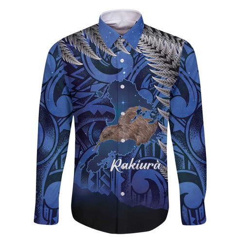New Zealand Stewart Island Family Matching Off The Shoulder Long Sleeve Dress and Hawaiian Shirt Rakiura Kiwi Maori Glowing Sky