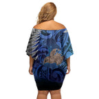New Zealand Stewart Island Family Matching Off Shoulder Short Dress and Hawaiian Shirt Rakiura Kiwi Maori Glowing Sky