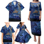 New Zealand Stewart Island Family Matching Puletasi and Hawaiian Shirt Rakiura Kiwi Maori Glowing Sky