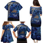 New Zealand Stewart Island Family Matching Puletasi and Hawaiian Shirt Rakiura Kiwi Maori Glowing Sky