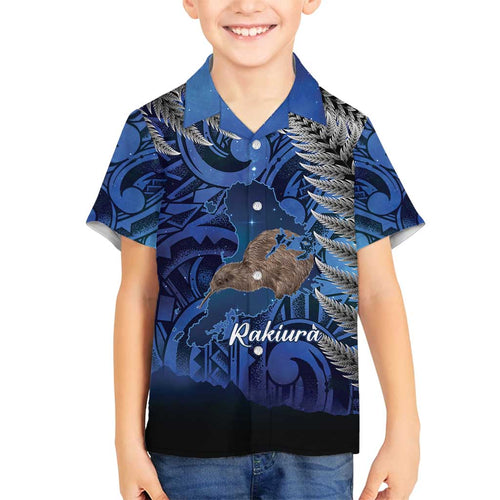 New Zealand Stewart Island Family Matching Tank Maxi Dress and Hawaiian Shirt Rakiura Kiwi Maori Glowing Sky