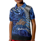 New Zealand Stewart Island Kid Polo Shirt Rakiura Kiwi Maori Glowing Sky