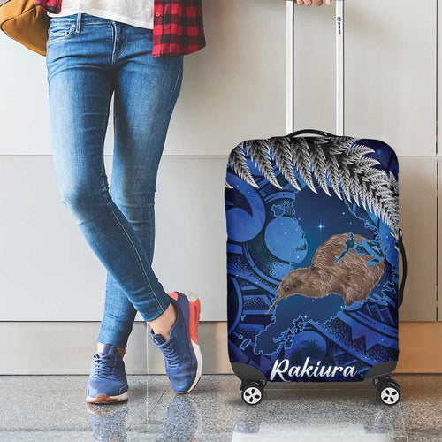 New Zealand Stewart Island Luggage Cover Rakiura Kiwi Maori Glowing Sky