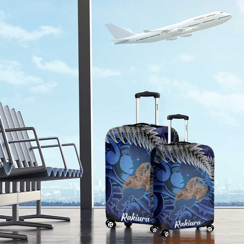 New Zealand Stewart Island Luggage Cover Rakiura Kiwi Maori Glowing Sky