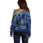 New Zealand Stewart Island Off Shoulder Sweater Rakiura Kiwi Maori Glowing Sky