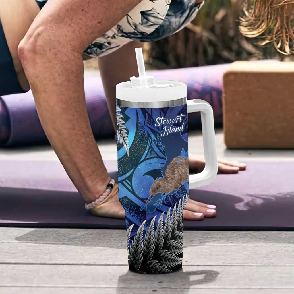 New Zealand Stewart Island Tumbler With Handle Rakiura Kiwi Maori Glowing Sky