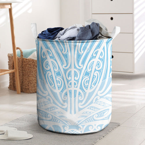 Blue New Zealand Puhoro Maori Tattoo Laundry Basket