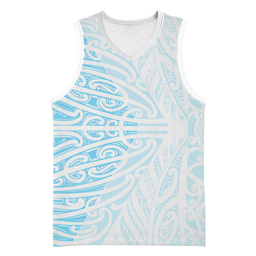 Blue New Zealand Puhoro Maori Tattoo Basketball Jersey