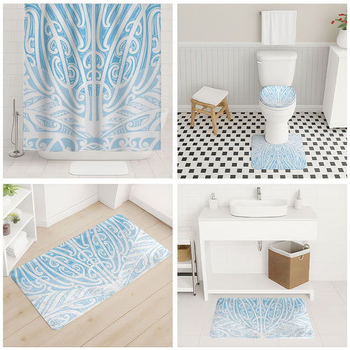 Blue New Zealand Puhoro Maori Tattoo Bathroom Set