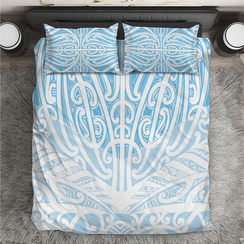 Blue New Zealand Puhoro Maori Tattoo Bedding Set