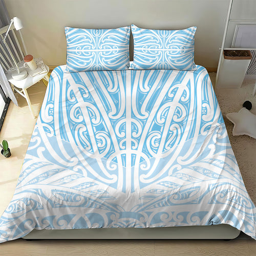Blue New Zealand Puhoro Maori Tattoo Bedding Set