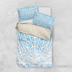 Blue New Zealand Puhoro Maori Tattoo Bedding Set