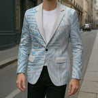 Blue New Zealand Puhoro Maori Tattoo Blazer