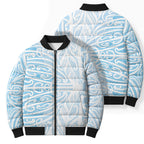 Blue New Zealand Puhoro Maori Tattoo Bomber Puffer Jacket