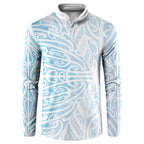 Blue New Zealand Puhoro Maori Tattoo Button Sweatshirt
