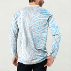 Blue New Zealand Puhoro Maori Tattoo Button Sweatshirt