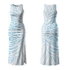 Blue New Zealand Puhoro Maori Tattoo Couples Matching Tank Maxi Dress and Long Sleeve Button Shirt LT14