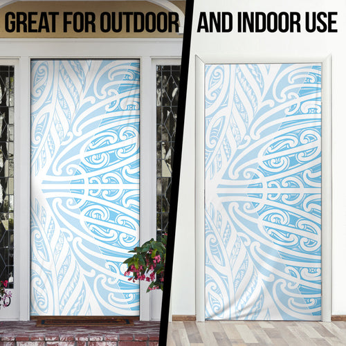 Blue New Zealand Puhoro Maori Tattoo Door Cover